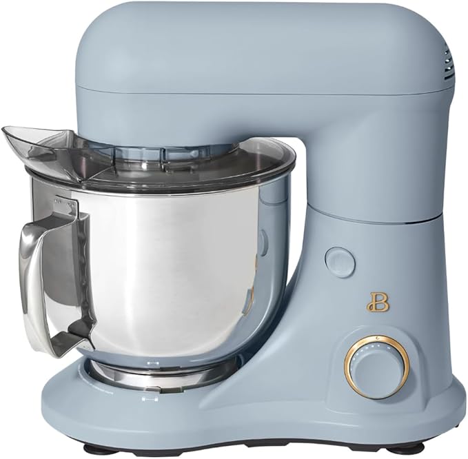 Beautiful 5.3QT 300W Stand Mixer with 12 Speeds, Tilt-Head, Splash Guard & Dishwasher-Safe Accessories, Soft Matte Finish – Mixes Up to 9 Dozen Cookies, Includes Dough Hook & Whisk (Cornflower Blue)