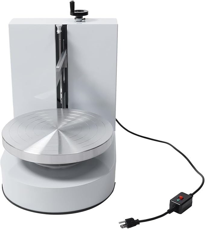 Cake Decorating Machine, 200W Automatic Cake Frosting Robots 60-320rpm Cream Spreading Coating Smearing Machine with LCD Display for Desserts Shops, Food Shops & Households (White)