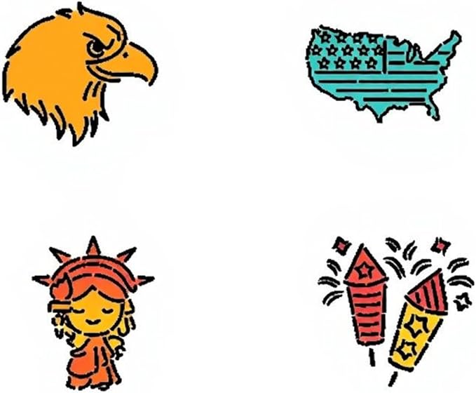 Reusable USA PYO Cookie Stencil Paint Your Own Custom Design Unique Cookies Stencils Creates Custom Coloring Pages Designs, Perfect for Kids, Parties, and Bakers. Detailed Designs. (America)
