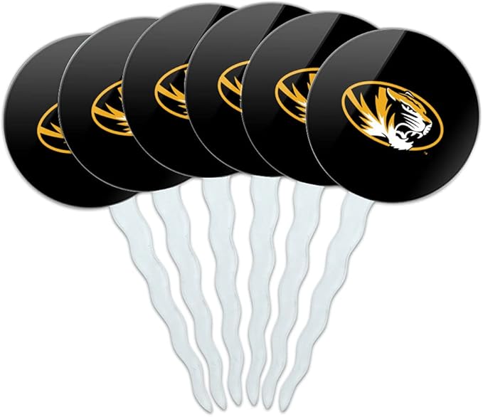 University of Missouri Primary Logo Cupcake Picks Toppers Decoration Set of 6