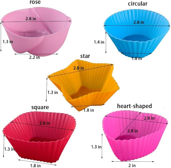 Reusable Silicone Cupcake Baking Cups Silicone Baking Cups, Reusable & Non-stick Muffin Cupcake Liners for Party Halloween Christmas (Pack of 30,Multicolor,5 styles)
