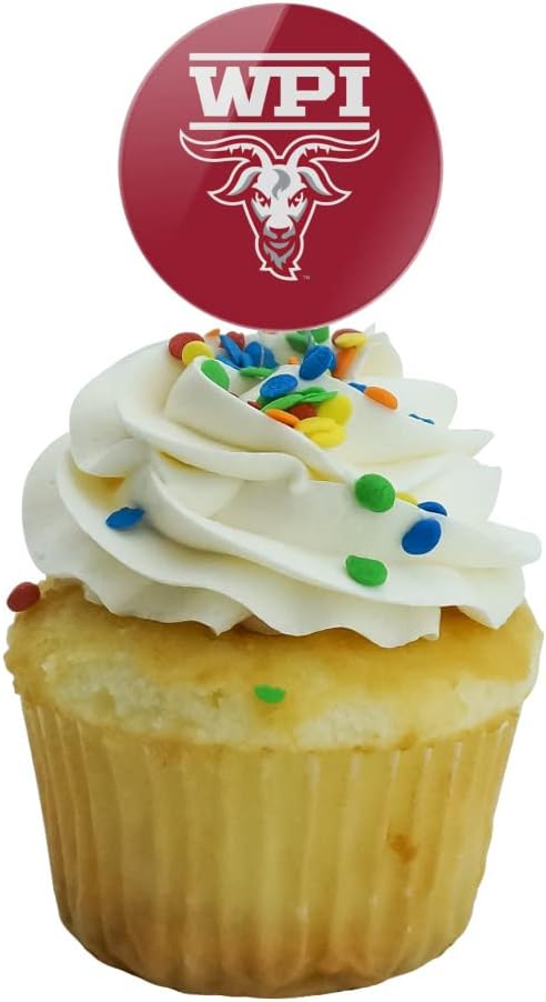 Worcester Poly Primary Logo Cupcake Picks Toppers Decoration Set of 6
