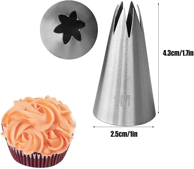 4pcs 1M Cake Piping Tips, Cake Decorating Kit,Baking Supplies,Piping Tips,Piping Bags And Tips Set,Frosting Piping Kit,for Cookie Cup cake