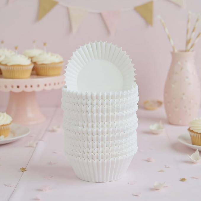 300 Pcs White Cupcake Liners Baked Greaseproof Paper Muffin Liners Birthday Party Wedding Cake Packaging Odorless, Easy To Peel, Oil-Resistant Cake Cups, Candy Cups