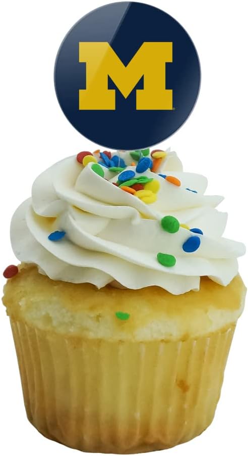 University of Michigan Primary Logo Cupcake Picks Toppers Decoration Set of 6