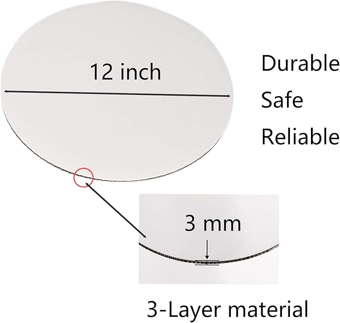 25pcs White Cake Boards 12 inch Round Disposable Cake Circle Plate Waterproof and Oil-Proof Cake Boards Sturdy Cake Trays for Cake DIY Bread Dessert and Crafts Display (12 Inch-Pack of 25)
