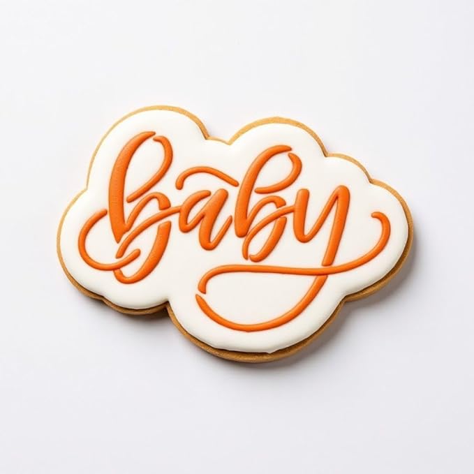Cookie Cutter and Stencil Set Bundle Kit PYO Cookies Paint Your Own Diy Bakery Fondant Sugar Happy Birthday Wedding Baby Candle Kids Painting Coloring Pages Comb (Baby-2)