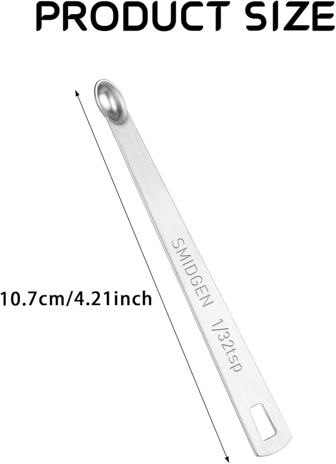 4 PCS 1/32 Teaspoon (1/32 Tsp | 0.165 mL | 0.165 cc) Single Measuring Spoon, Stainless Steel 1/32 Tsp Small Measuring Spoon Mini Measuring Spoons