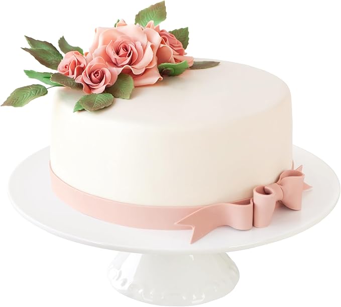 9 Inch White Porcelain Cake Stand, Round Dessert Stand, Display Cupcake Stand for Party, Weddings, Birthday, Baby Shower