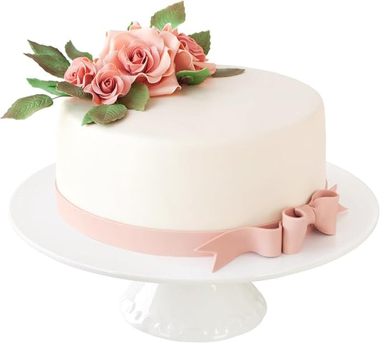 9 Inch White Porcelain Cake Stand, Round Dessert Stand, Display Cupcake Stand for Party, Weddings, Birthday, Baby Shower