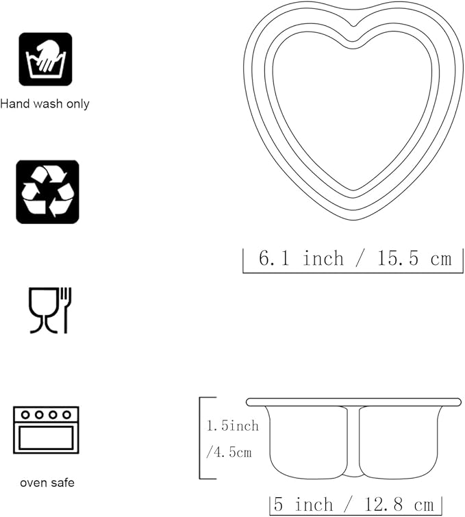 5 × 2 Inch heart cake pans,Set of 3, Aluminum Heart Cake Mold,Small Cake Pan , Heat Resistant Baking Cake Pan for Wedding, Party, Family Occasions, Chocolate. (5 × 2 Inch heart cake pan,Set of 3)