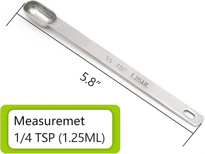 1PCS 1/4tsp (1.25ml) Single Measuring Spoon, Stainless Steel Long Handle Individual Teaspoons Only