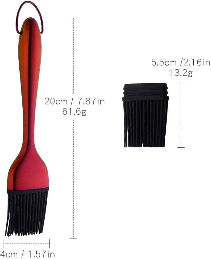 2 Pack Grill Basting Brush with 2 Pack Back Up Silicone Brush Heads, No Shed Bristles Stainless Steel Handles Heatproof Rust Resistant, Pastry Brushes for Kitchen Cooking BBQ, Dishwasher Safe Orange