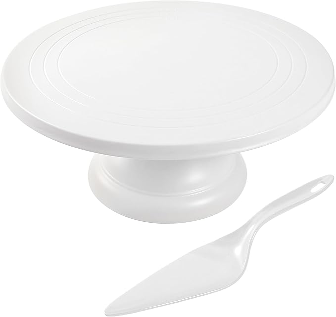 Bamboo Fiber Cake Stand 12 Inch with Cake Spatula, Black Round Cupcake Stand Large Dessert Stand, Cake Decorating Display Stand for Birthday Parties, Weddings, Baby Shower and Other Events