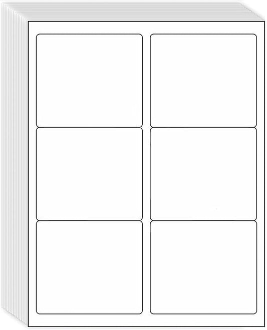 3-1/3" x 4" Shipping Address Labels 600 Label Stickers Paper for Laser/Inkjet Printer 6 per Page Printable Mailing Labels, FBA Box Labels - Matte, 100 Sheets