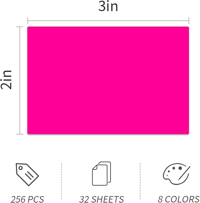 Ououstate Removable Colored Labels Stickers 3" x 2" Moving Stickers Labels for Packing Boxes Large Color Coding Labels 256 Pack (Colorful)