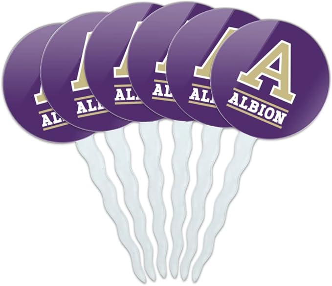 Albion College Primary Logo Cupcake Picks Toppers Decoration Set of 6