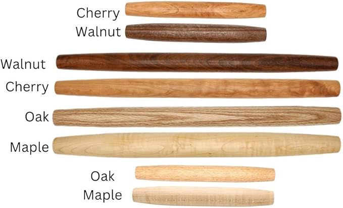 Handmade French Rolling Pin Set: Cherry Wood Rolling Pins for Baking, Includes 12 & 20 Tapered Wooden Rolling Pin for Dough, Pizza, Pastry, and Tortilla Roller, Made in Kentucky