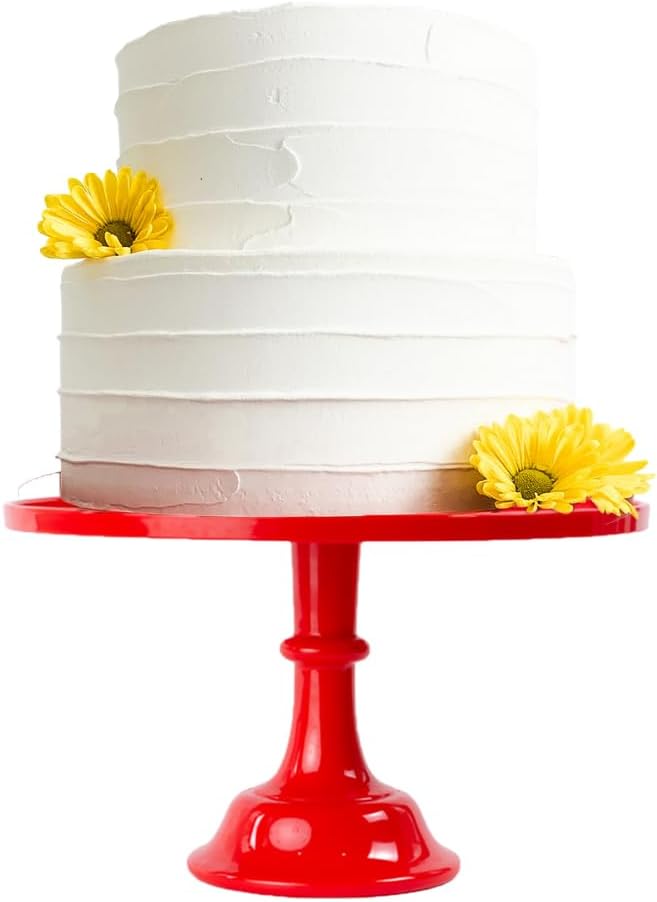 Sprinkles & Confetti 11" Red Cake Stand – Premium Melamine Dessert Display for Weddings, Valentine’s Day, Christmas & Holiday Parties | Elegant Reusable Serving Tray for Cakes & Treats