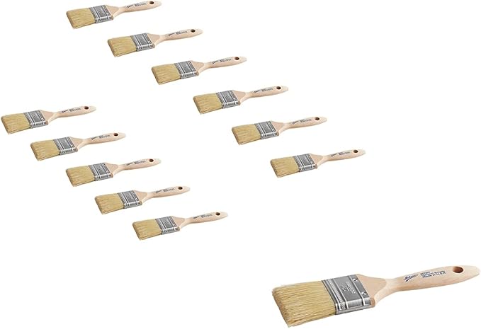 White 60020 Wooden Boar Bristle Pastry Brush (12 PC, Flat 2")