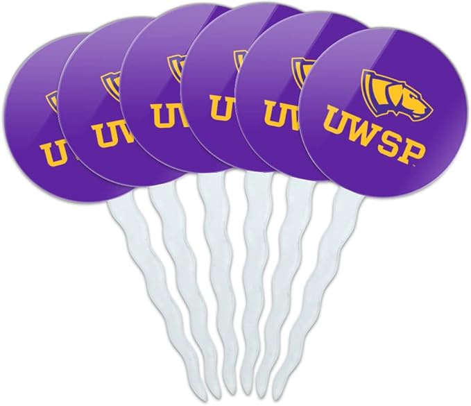 University of Wisconsin-Stevens Point Primary Logo Cupcake Picks Toppers Decoration Set of 6