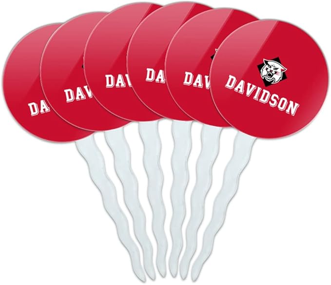 Davidson College Primary Logo Cupcake Picks Toppers Decoration Set of 6