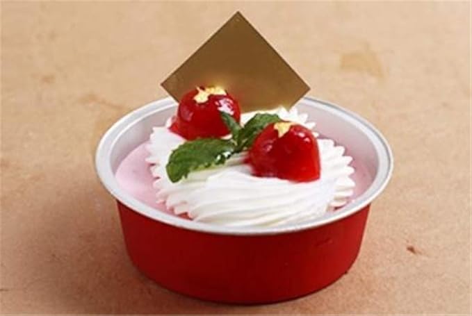 KEISEN 3 4/5" 150ml 5oz 100/PK Disposable Aluminum Foil Cups for Muffin Cupcake Baking Bake Utility Ramekin Cup 100/PK (red)