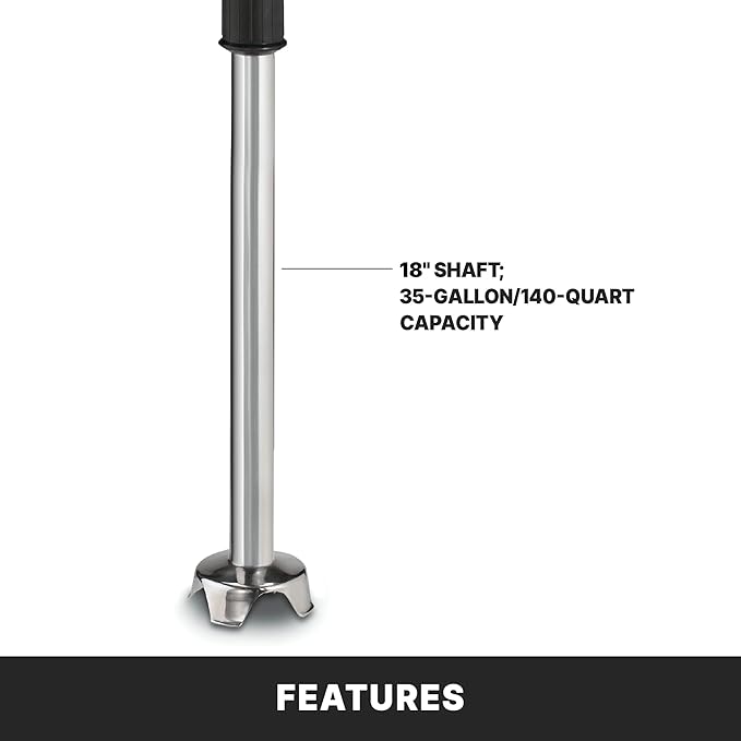 Waring Commercial Big Stix Heavy Duty Stick Immersion Hand Held Blender, 14" Removable Shaft, 1 HP, 700 Watt, Variable Speed, Professional Restaurant Kitchen Grade, 50 Gal Capacity, 120V, 5-15P WSB65, 18 Inch Shaft | 235 Gallon Capacity