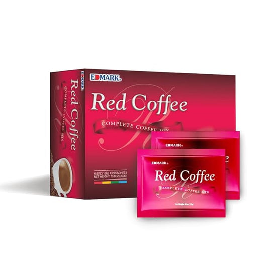 EDMARK Sugar Free Red Yeast Coffees - Organic Coffee Blend With Rose Petal Extract - Red Coffee Pods Cups Coffee's Lover Gifts - 15g × 20 Sachets