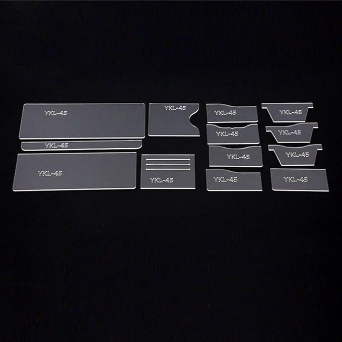 13X Clear Acrylic Wallet Pattern Stencil Template Drawings Set Leather Hand Craft DIY Tool