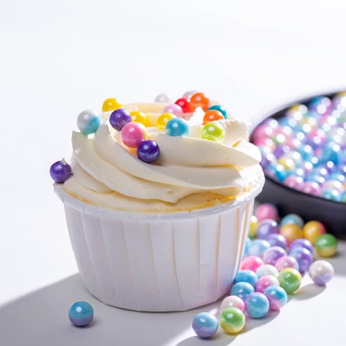 Rainbow Sprinkles Easter Edile Pearl Sprinkles Christmas sprinkles 130g 4.6OZ,Cake sprinkles,Cookie sprinkles,Sugar Pearl, Edible Candy Pearls for Cake Cupcake Decorationg (Rainbow-7mm)