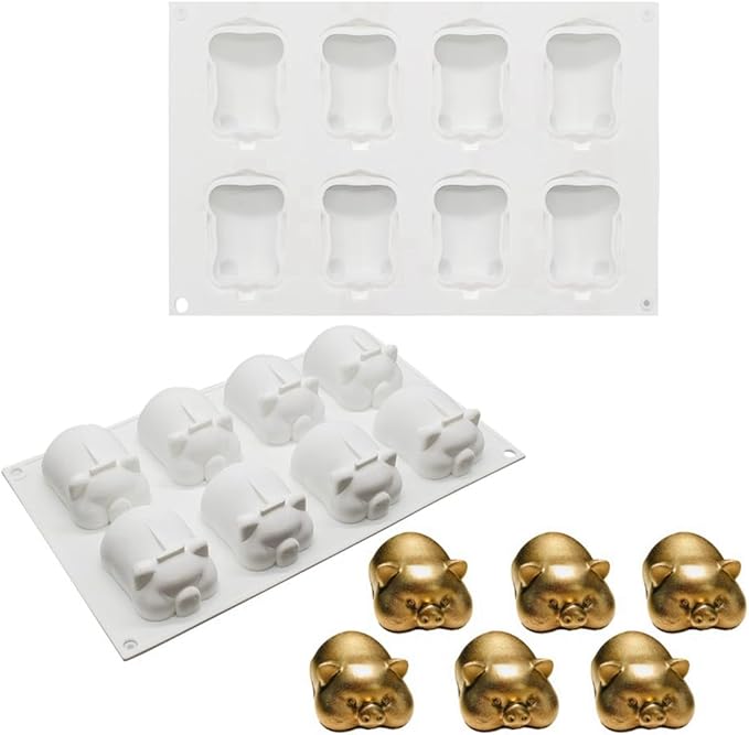 mostsom Silicone Pig Mold Fondant Mold Chocolate Cake MoldMousse Cake Decoration Dessert Baking Mold DIY Candle Model (G_ Pig)