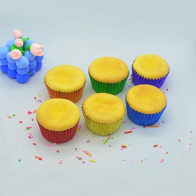 Rainbow Foil Cupcake Liners Standard Paper-Lined Baking Cups for Birthday and Party, 240-Count