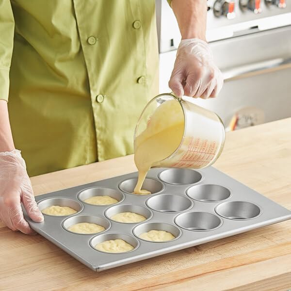 12-Cup Jumbo Muffin Pan, Aluminized Steel, Silver Glazed, 18 x 13 Inch, 5 oz Cups, Commercial Grade Bakeware