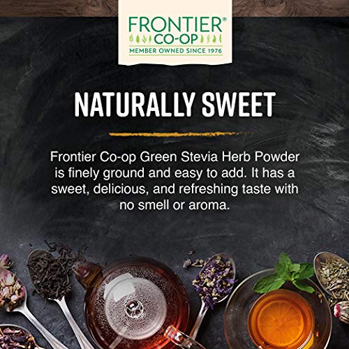 Frontier Co-op Stevia Herb Powder, 1lb Bulk Bag, Certified Organic | 100% Pure Stevia Powder | Ideal for Baking, Coffee, and Tea | No Fillers, Kosher