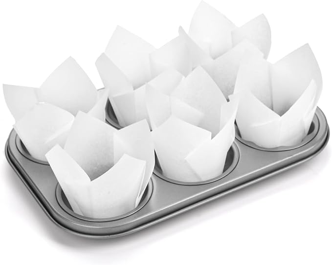 200Pcs Tulip Cupcake Liners Muffin Baking Liners Holders Premium Baking Cups Cupcake Wrappers Christmas Cupcake Lliners for Weddings, Birthdays, Anniversaries, and Special Occasions（White）
