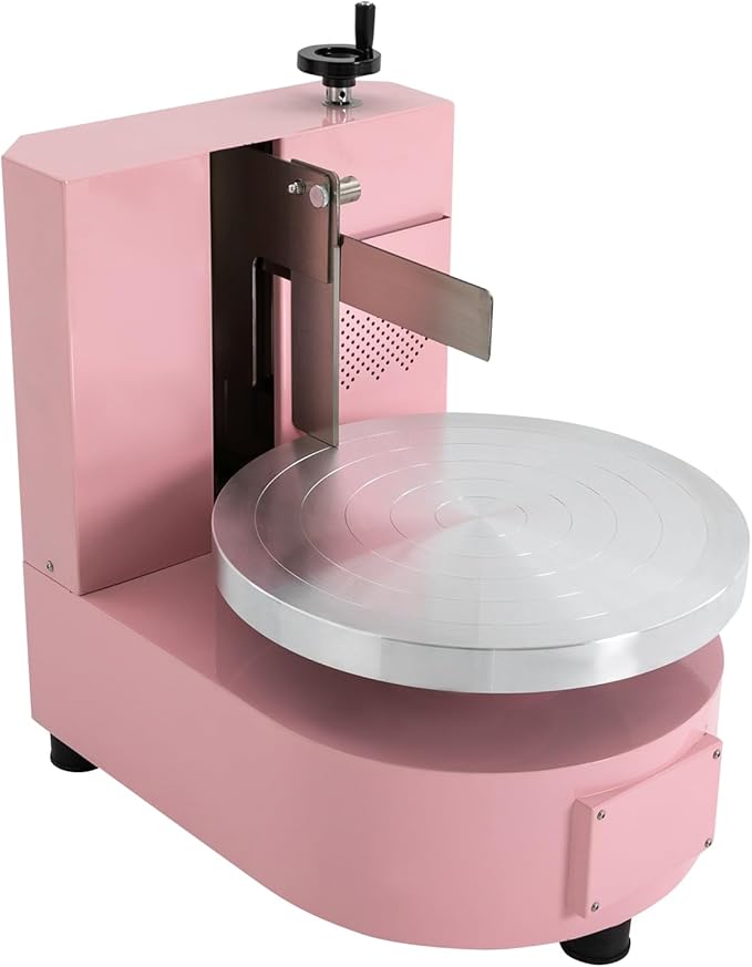 Cake Decorating Coating Machine, 80W Auto Cream Spreading Machine, Cake Cream Smooth Coating Decoration Machines with Adjustable Speed for 4-12 Inch Cakes Dessert Shops (Pink)