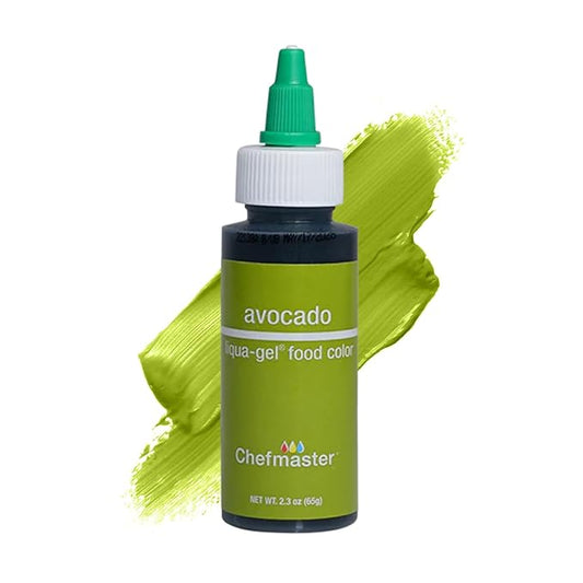 Chefmaster Avocado Liqua-Gel® Food Coloring | Vibrant Color | Professional-Grade Dye for Icing, Frosting, Fondant | Baking & Decorating | Fade-Resistant | Easy-to-Use | Made in USA | 2.3 oz