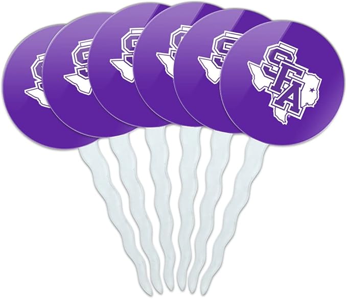 Stephen F. Austin State University Primary Logo Cupcake Picks Toppers Decoration Set of 6