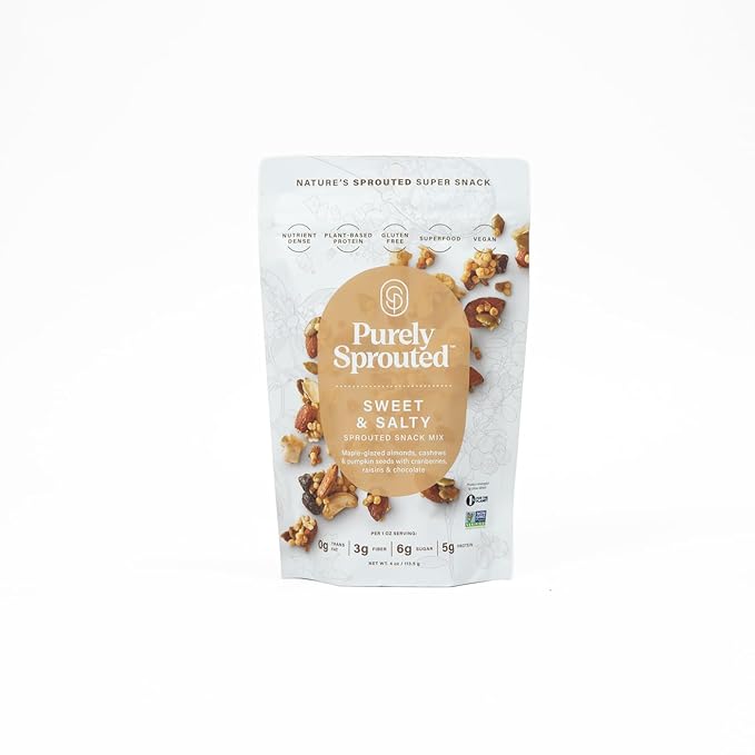 Purely Sprouted Sweet & Salty, Non-GMO Superfood for Healthy, Certified USDA Organic, Gluten-Free Snacking (4 oz, 6 pack)