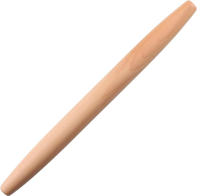 Muso Wood Wooden French Rolling Pin for Baking, Beech Wood Tapered Rolling Pin for Fondant Pie Crust Cookie Pastry(French 10.6-Inch)