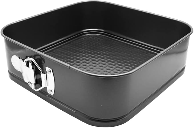 1 Piece Square Springform Cake Tin for Baking Non Stick, Pudding Pan, Bake Tin for Cake, Carbon Steel, 24 cm