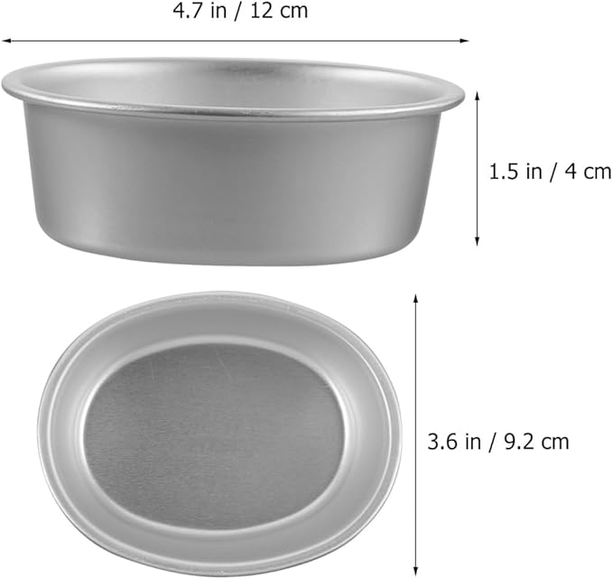 PRETYZOOM 4 Inch Mini Baking Pan: 4pcs Oval Cheesecake Mold - Nonstick Aluminum Alloy Cake Pan, Reusable Flan Baking Tin for Baby Shower, Wedding, Daily