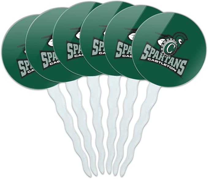 Castleton University Primary Logo Cupcake Picks Toppers Decoration Set of 6