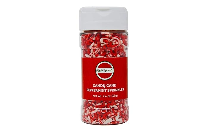 Mystic Sprinkles Christmas Holiday Sprinkle Mixes (Peppermint Flavored Candy Cane Sprinkles 3oz)