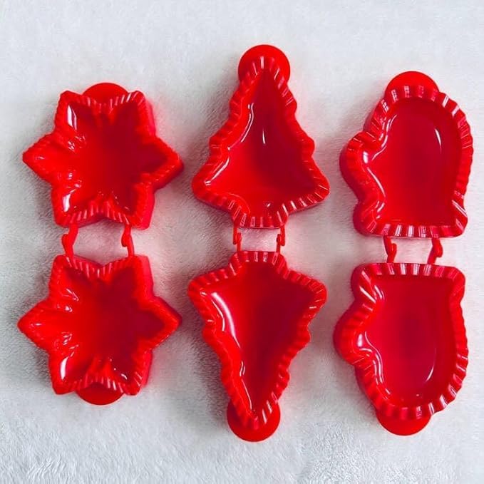 3-Piece Silicone Dough Presser Pocket Pie Molds, Variety Pack: Apple, Pumpkin, Acorn (Christmas Themed)