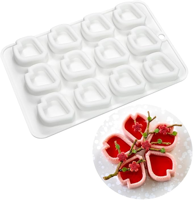 mostsom Peach Blossoms 3D Silicone Mold For Baking Non-Stick Sphere Baking Mold For Mousse Cake Fondant Sugarcraft Dessert Pastry Tools (J_ Peach Blossoms)
