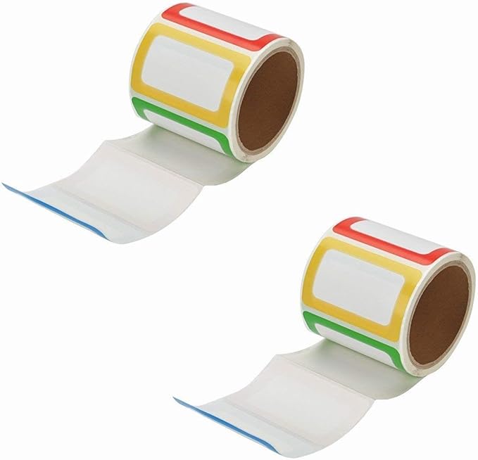 MFLABEL® 400 Colorful Name Tags - 3.5"x2.25" Kids Organization Stickers (Red/Yellow/Blue/Green) | Durable, Waterproof & Peel-Stick for School, Home, Parties | Non-Toxic Adhesive for Clothes