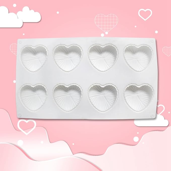 mostsom Silicone Heart Silicone Chocolate Mold DIY Cake Accessories Molds Kitchen Ice Cubes Biscuit Pastry Manual Baking Mould (Heart E_11.8X6.84X0.84 inch)