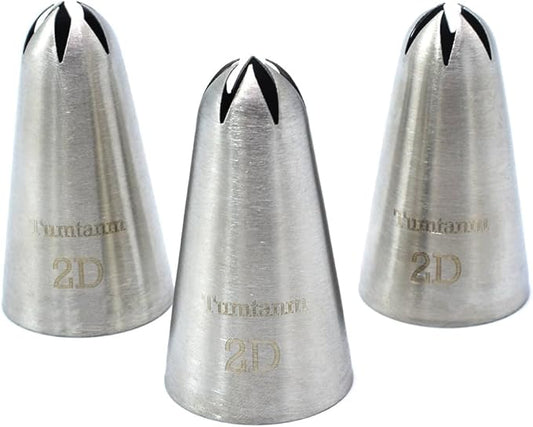 Piping Tips, 2D 3Pcs Large Icing Piping Tips Stainless Steel Seamless Set for Cupcakes Cake Decoration and Baker
